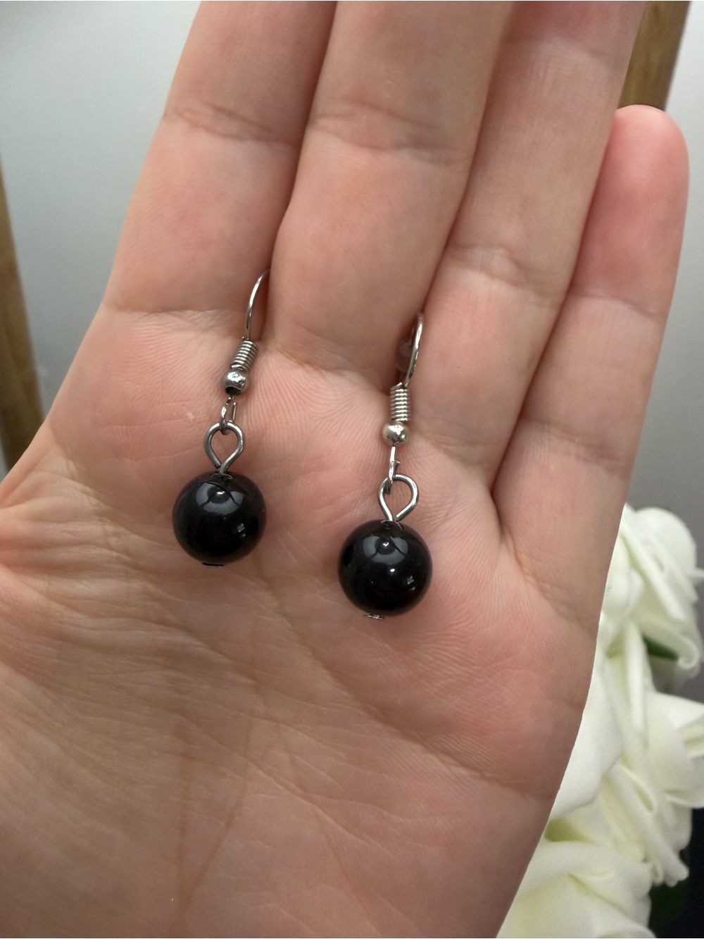 Classic Black Bead Drop Earrings - Women Jewelry